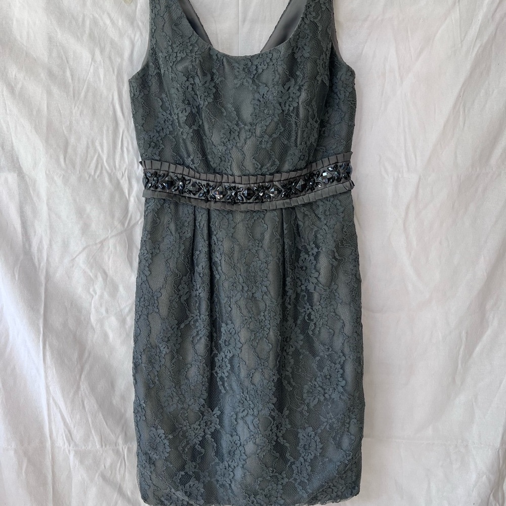 Jade Blue Midi Sheath Dress Sleeveless Scoop Neck